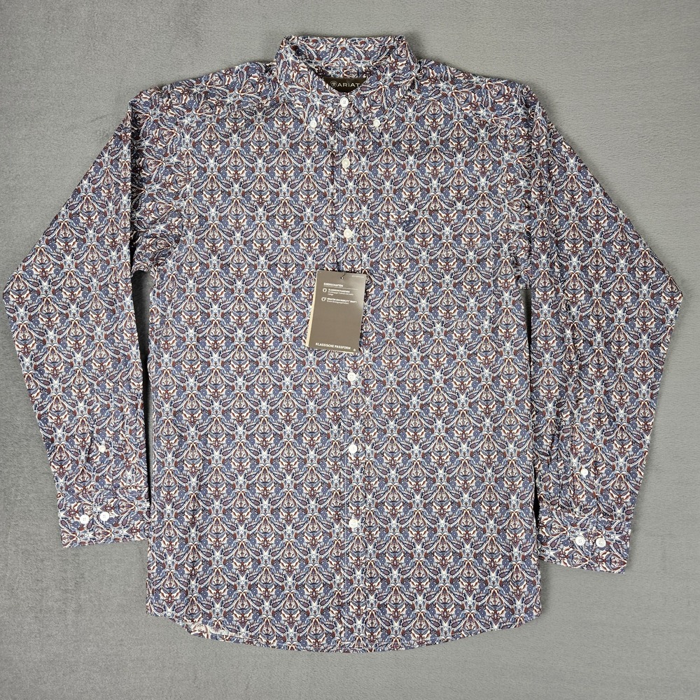Ariat Shirt Mens XS Blue Tegan LS Classic Fit Long Sleeve Cotton Paisley NWT